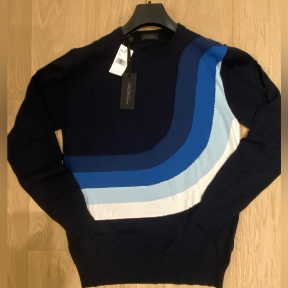 NWT Saks Fifth Avenue Men’s Collection Intarsia Sweater Size S - Picture 7 of 12